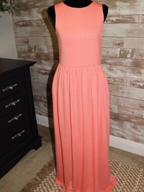 Peach Melon Soft Casual Sleeveless Maxi Dress w/ Pockets Comfortable